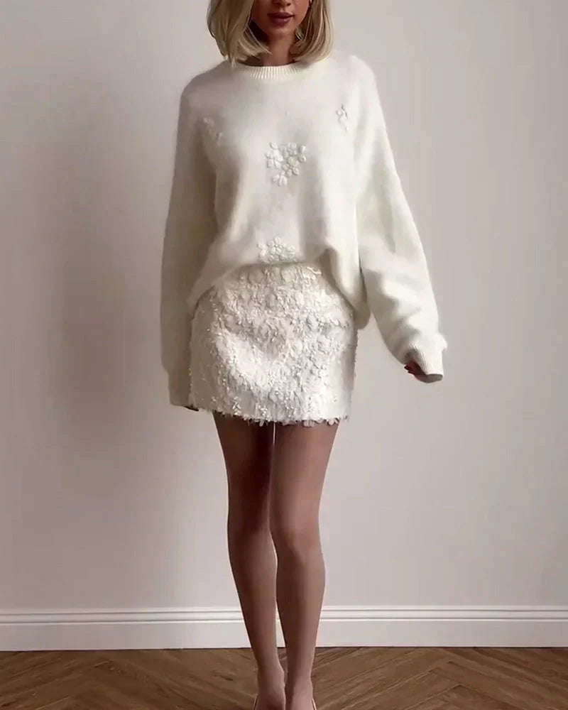 Anna | Embroidered Floral Knit Sweater