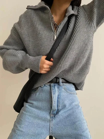 Ava | Zipper Front Casual Sweater