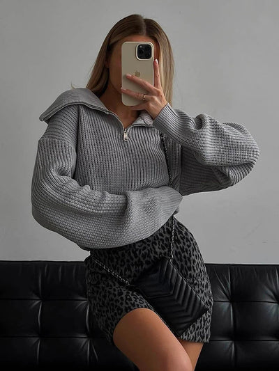 Ava | Zipper Front Casual Sweater