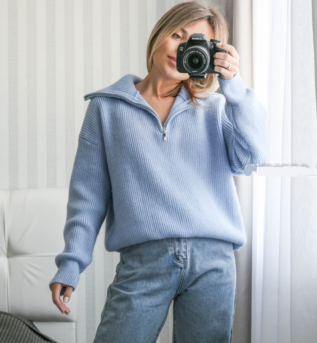 Ava | Zipper Front Casual Sweater